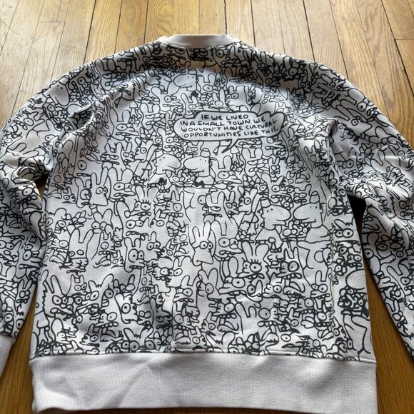 Comme Des Garçons Play Size L Black & White Doodle Graphic Print Sweatshirt - Picture 12 of 12